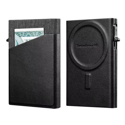 Customize Metal Aluminum Card Holder Pop up Pu Leather Magnetic RFID Wallet for Iphone