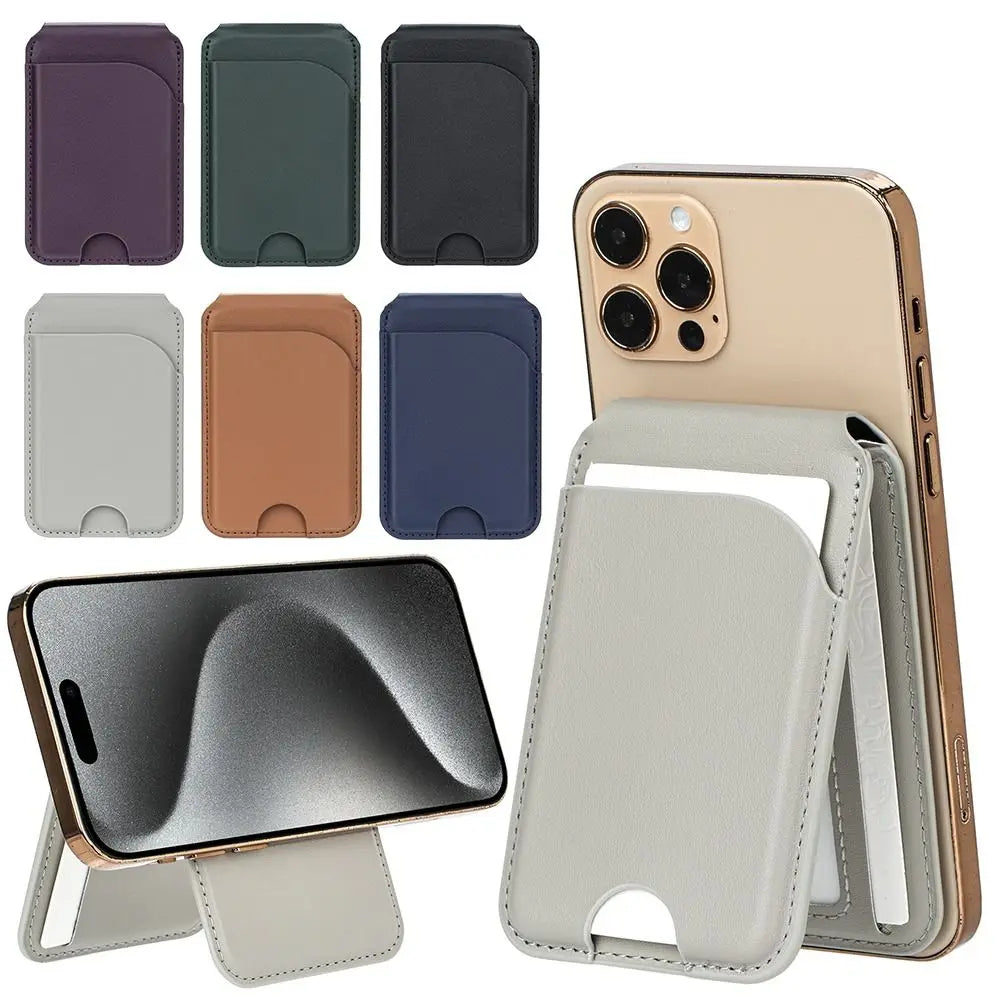 Wallet Phone Card Holder Strong Adsorption Foldable Magnetic Stand Safety Leather for Iphone 16 15 14 13 12 Promax
