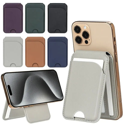 Wallet Phone Card Holder Strong Adsorption Foldable Magnetic Stand Safety Leather for Iphone 16 15 14 13 12 Promax