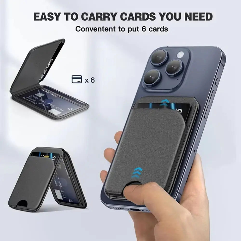 Wallet Phone Card Holder Strong Adsorption Foldable Magnetic Stand Safety Leather for Iphone 16 15 14 13 12 Promax